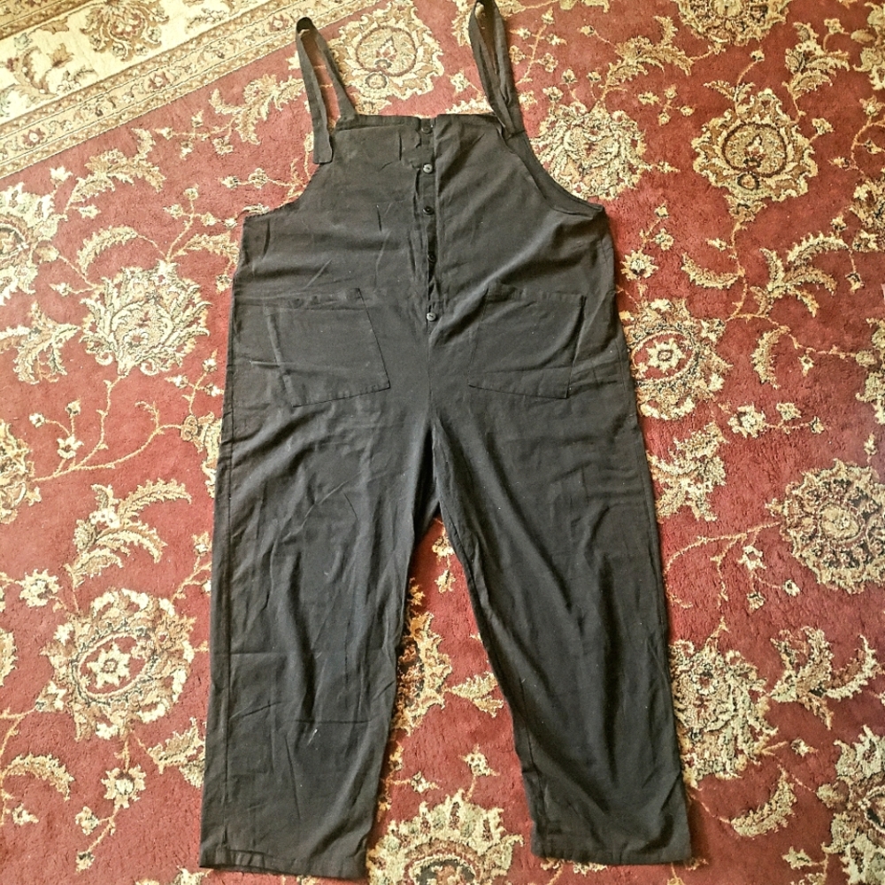 Black Linen Overalls, size XXL